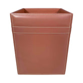 Rustic (Sienna) Brown Leather Waste Basket, 14 Qt
